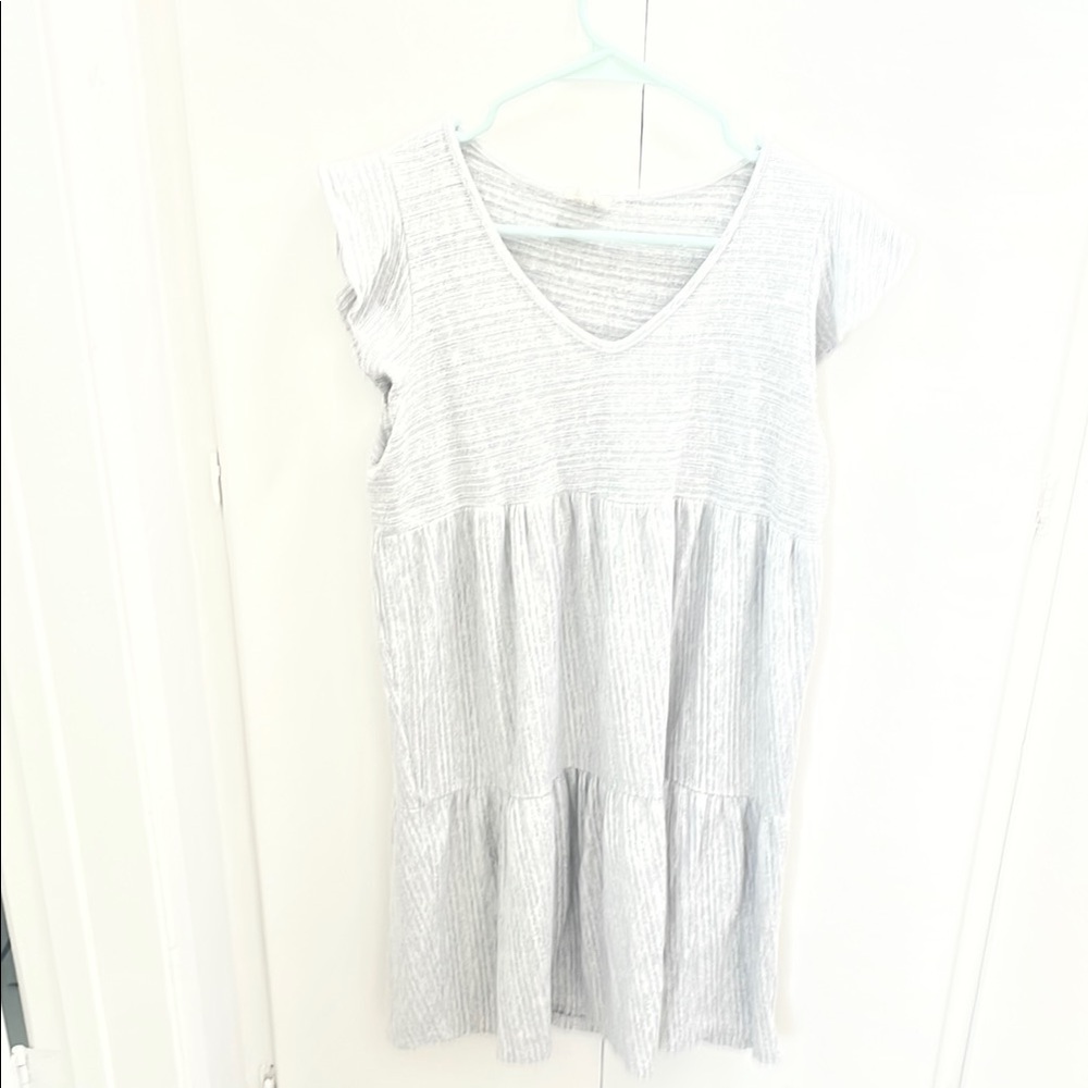 Caution To The Wind Light Gray Striped Dress